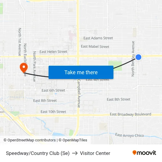 Speedway/Country Club (Se) to Visitor Center map