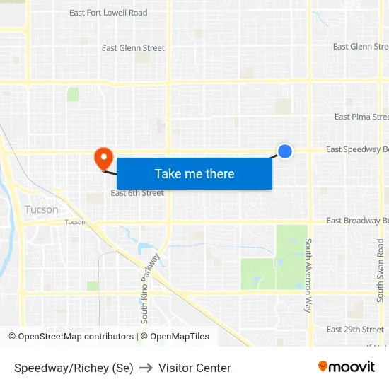 Speedway/Richey (Se) to Visitor Center map