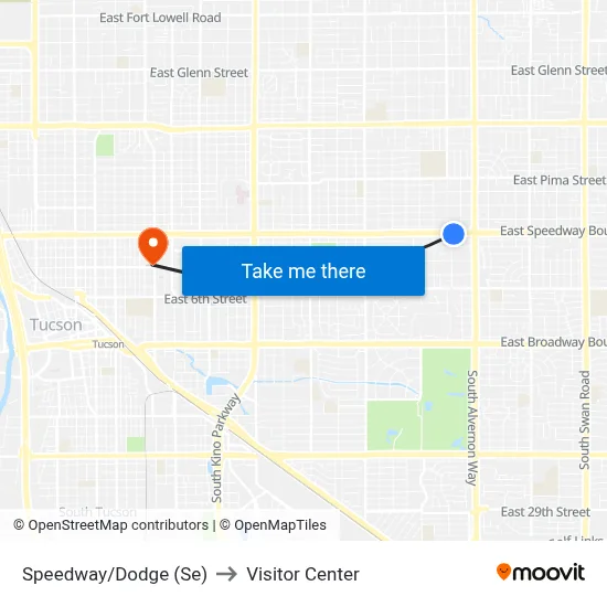 Speedway/Dodge (Se) to Visitor Center map