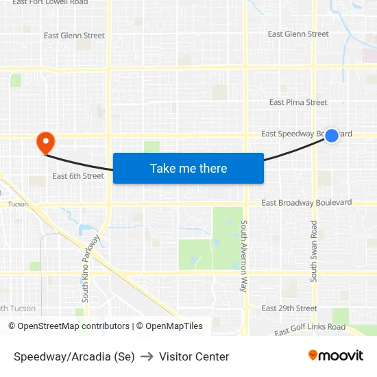 Speedway/Arcadia (Se) to Visitor Center map