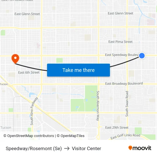 Speedway/Rosemont (Se) to Visitor Center map