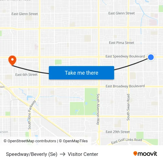 Speedway/Beverly (Se) to Visitor Center map