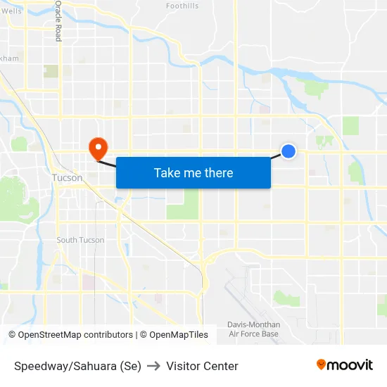 Speedway/Sahuara (Se) to Visitor Center map