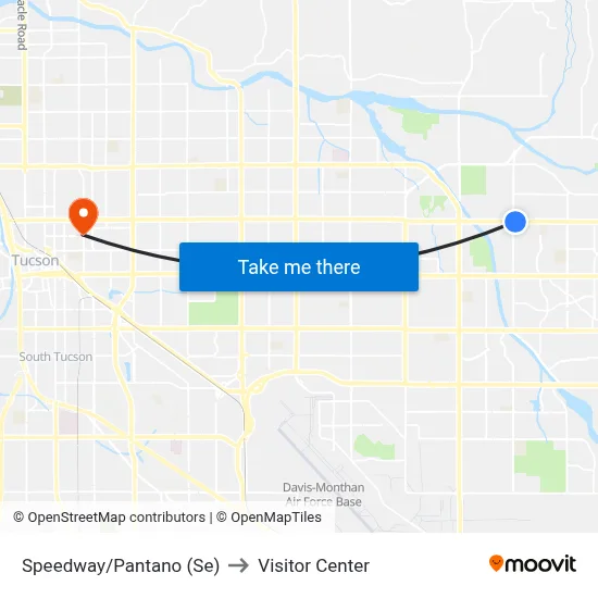 Speedway/Pantano (Se) to Visitor Center map