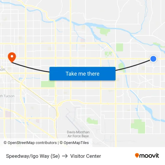 Speedway/Igo Way (Se) to Visitor Center map