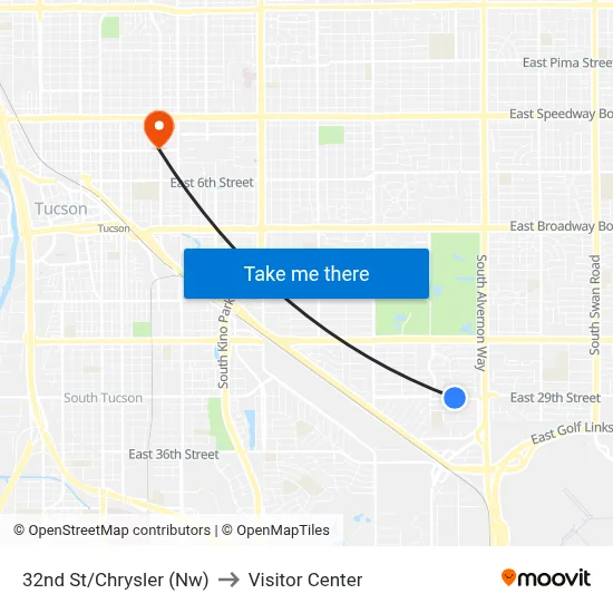 32nd St/Chrysler (Nw) to Visitor Center map
