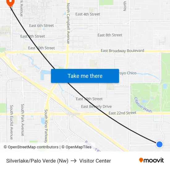 Silverlake/Palo Verde (Nw) to Visitor Center map