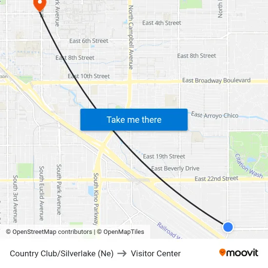 Country Club/Silverlake (Ne) to Visitor Center map