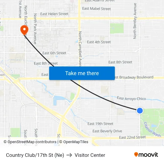 Country Club/17th St (Ne) to Visitor Center map