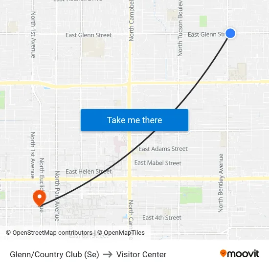 Glenn/Country Club (Se) to Visitor Center map