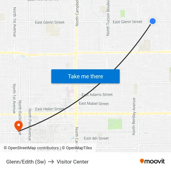 Glenn/Edith (Sw) to Visitor Center map