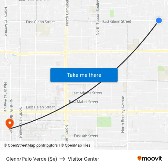 Glenn/Palo Verde (Se) to Visitor Center map