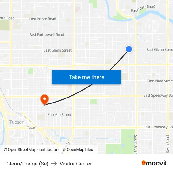 Glenn/Dodge (Se) to Visitor Center map