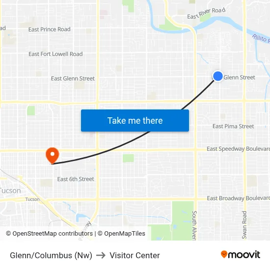 Glenn/Columbus (Nw) to Visitor Center map
