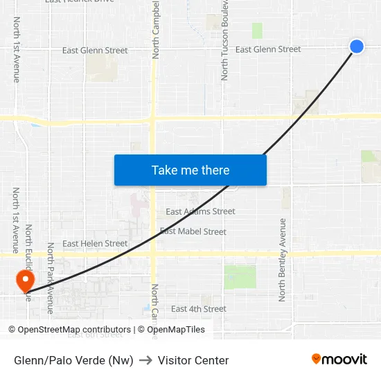 Glenn/Palo Verde (Nw) to Visitor Center map