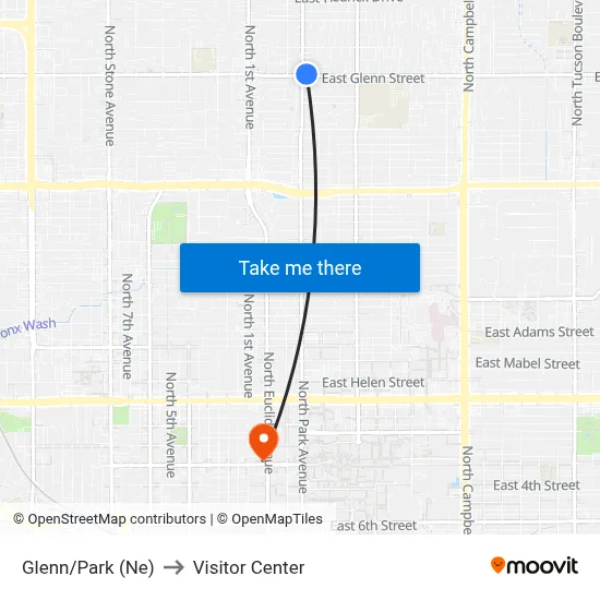 Glenn/Park (Ne) to Visitor Center map