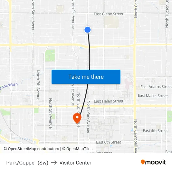 Park/Copper (Sw) to Visitor Center map