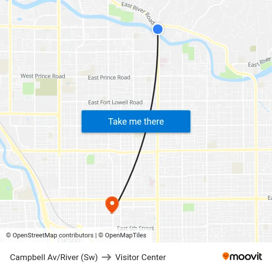 Campbell Av/River (Sw) to Visitor Center map