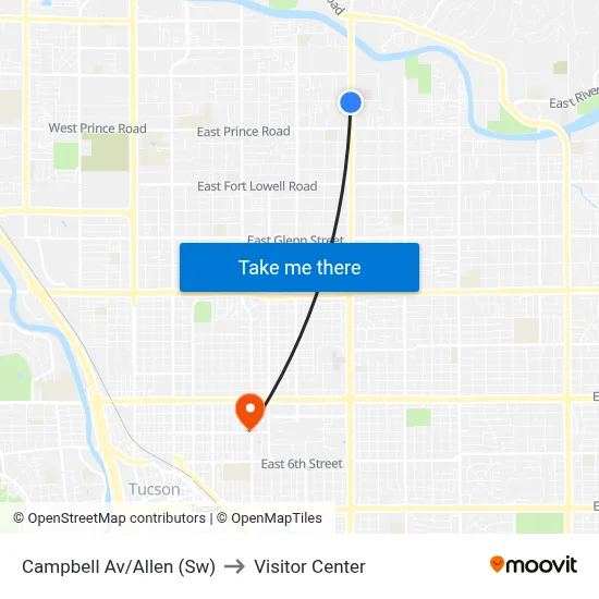 Campbell Av/Allen (Sw) to Visitor Center map