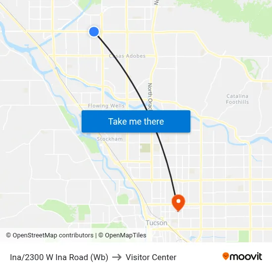 Ina/2300 W Ina Road (Wb) to Visitor Center map
