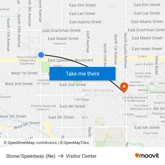 Stone/Speedway (Ne) to Visitor Center map