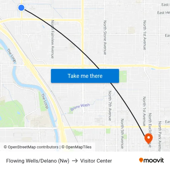 Flowing Wells/Delano (Nw) to Visitor Center map