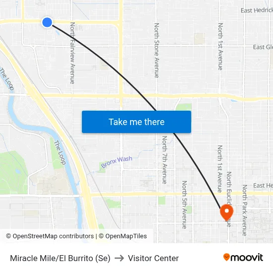 Miracle Mile/El Burrito (Se) to Visitor Center map