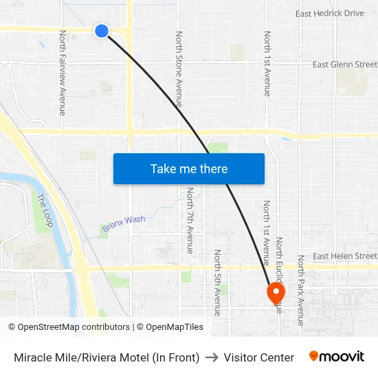 Miracle Mile/Riviera Motel (In Front) to Visitor Center map