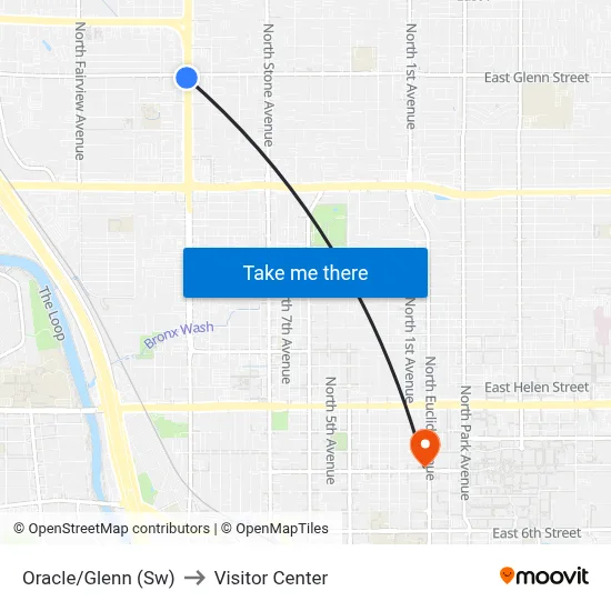 Oracle/Glenn (Sw) to Visitor Center map