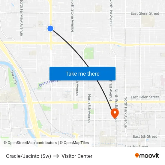 Oracle/Jacinto (Sw) to Visitor Center map