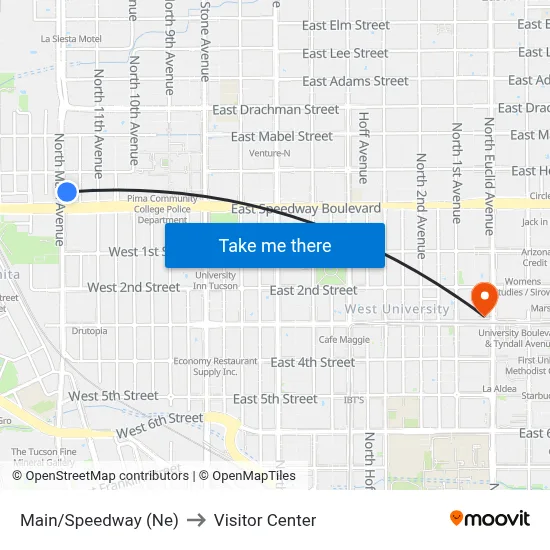 Main/Speedway (Ne) to Visitor Center map