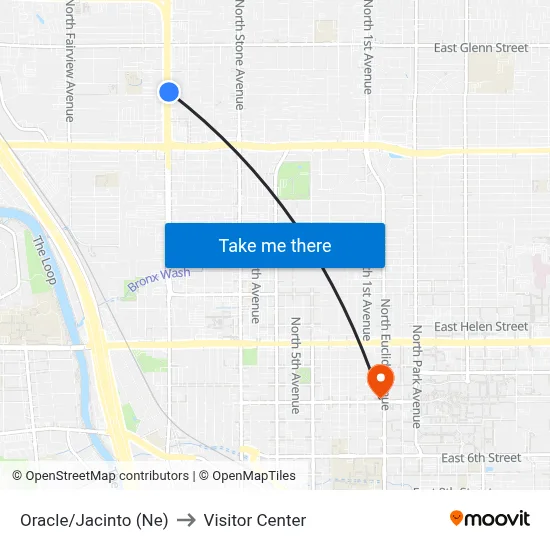 Oracle/Jacinto (Ne) to Visitor Center map