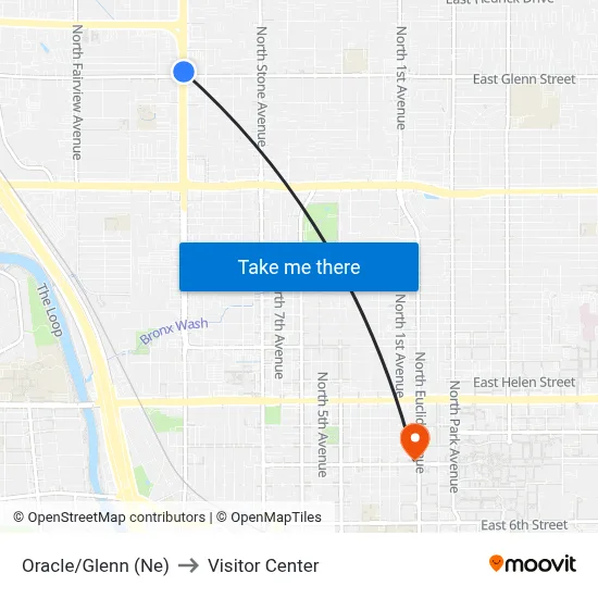 Oracle/Glenn (Ne) to Visitor Center map