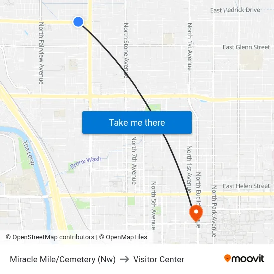 Miracle Mile/Cemetery (Nw) to Visitor Center map