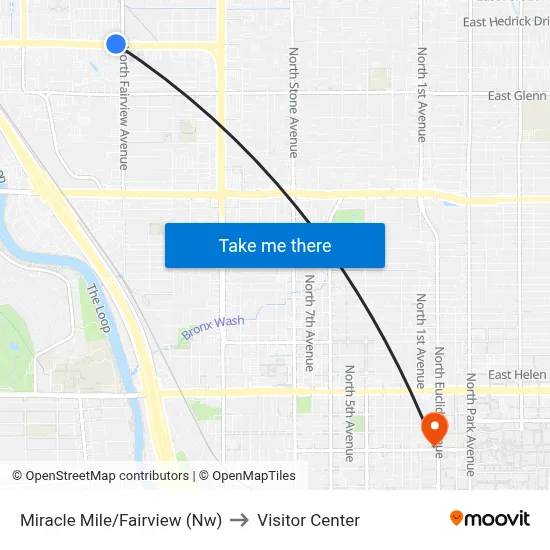Miracle Mile/Fairview (Nw) to Visitor Center map