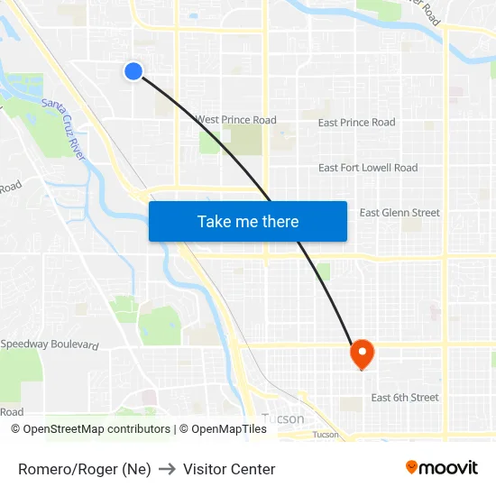 Romero/Roger (Ne) to Visitor Center map
