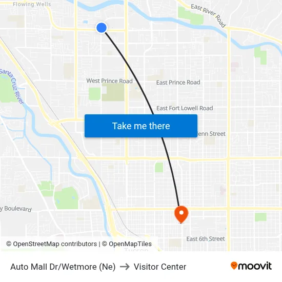 Auto Mall Dr/Wetmore (Ne) to Visitor Center map