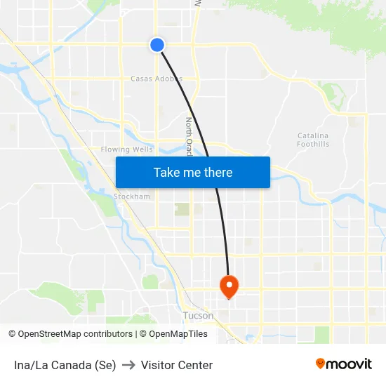 Ina/La Canada (Se) to Visitor Center map