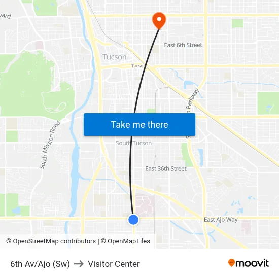 6th Av/Ajo (Sw) to Visitor Center map