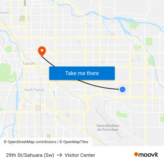 29th St/Sahuara (Sw) to Visitor Center map