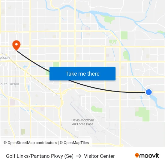 Golf Links/Pantano Pkwy (Se) to Visitor Center map