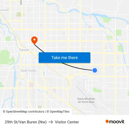29th St/Van Buren (Nw) to Visitor Center map