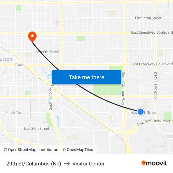 29th St/Columbus (Ne) to Visitor Center map