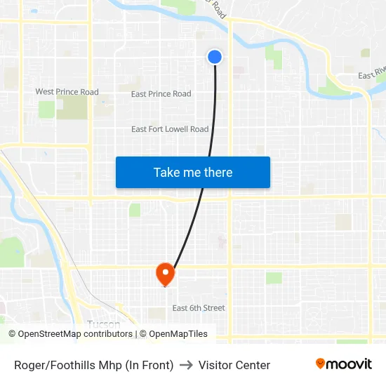 Roger/Foothills Mhp (In Front) to Visitor Center map