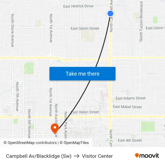 Campbell Av/Blacklidge (Sw) to Visitor Center map