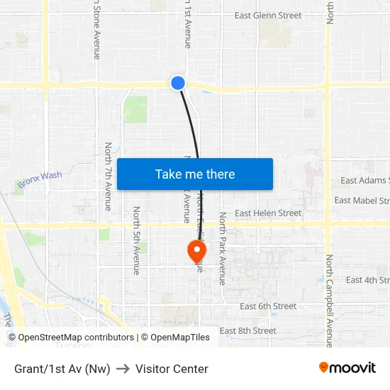 Grant/1st Av (Nw) to Visitor Center map