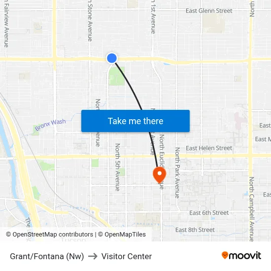 Grant/Fontana (Nw) to Visitor Center map