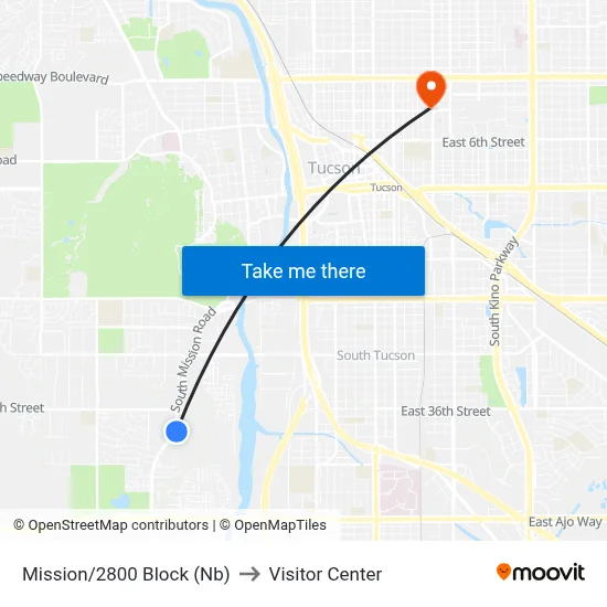 Mission/2800 Block (Nb) to Visitor Center map