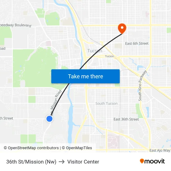36th St/Mission (Nw) to Visitor Center map