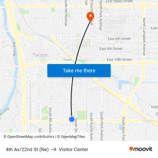 4th Av/22nd St (Ne) to Visitor Center map